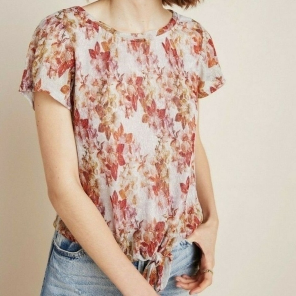 Eva Franco Tie Front Metallic Top